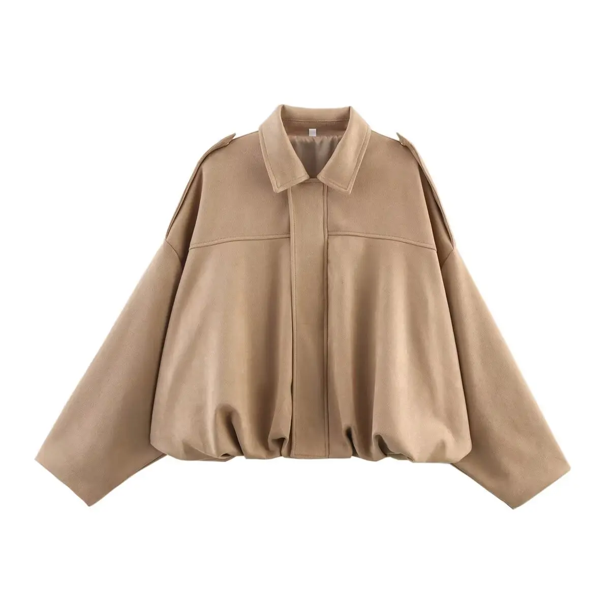 ETJ 2025 Spring new women's suede texture effect Loose version of fashion lapel shoulder bomber jacket - Image 9