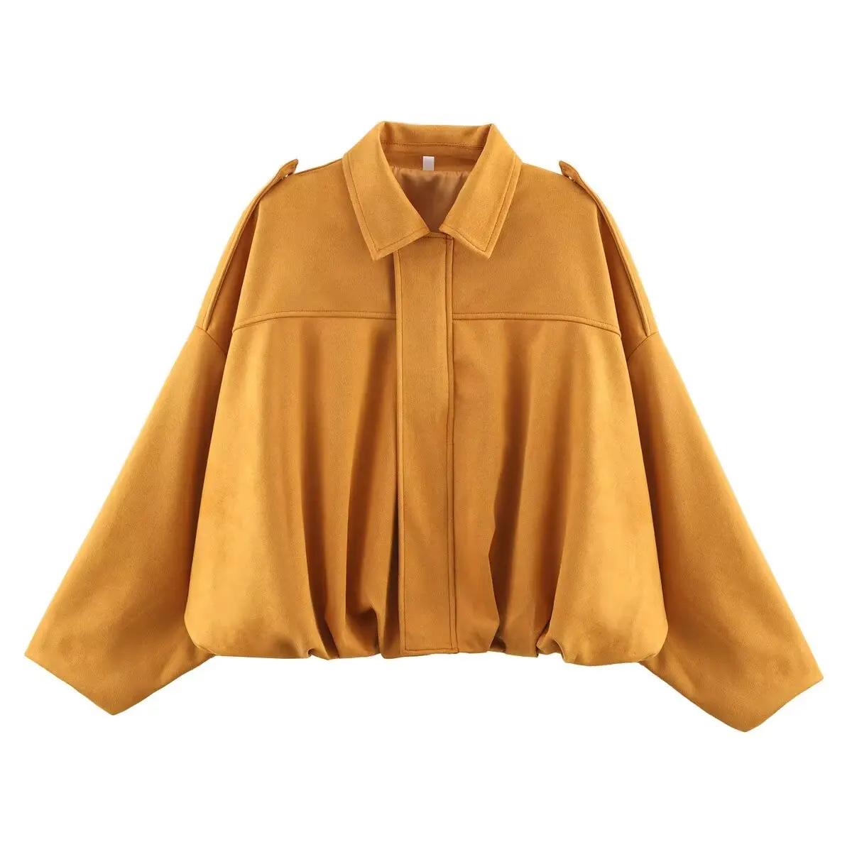 ETJ 2025 Spring new women's suede texture effect Loose version of fashion lapel shoulder bomber jacket - Image 13